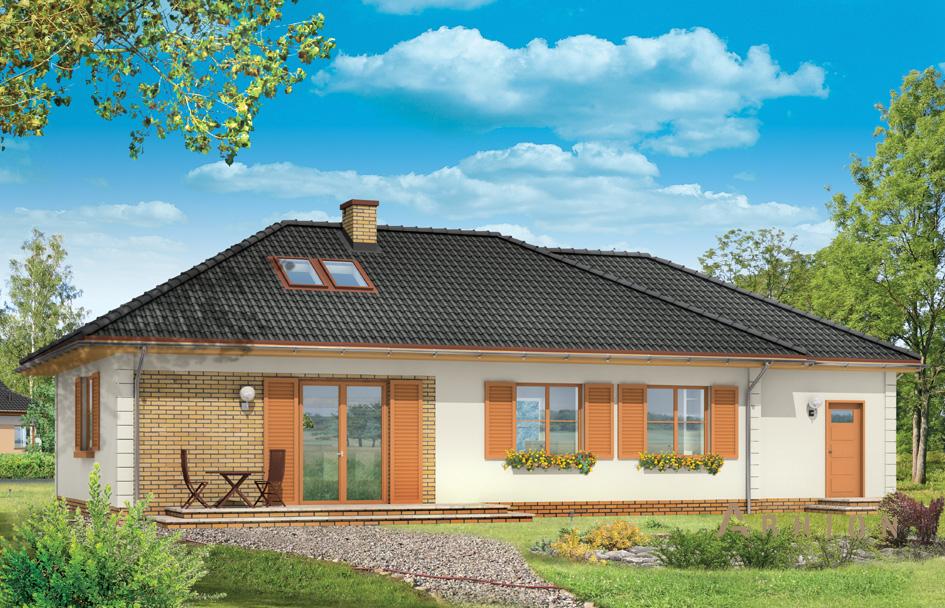 7. Проект одноэтажного дома в современном стиле с четырехскатной, mp-147, площадью - 162 кв c мансардой, терассой, гаражом