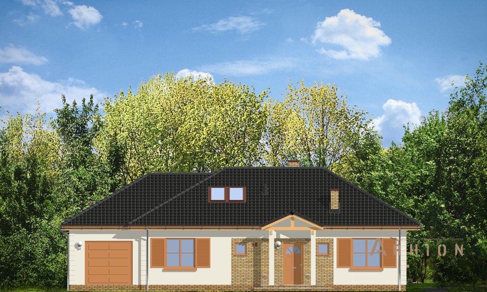 8. Проект одноэтажного дома в современном стиле с четырехскатной, mp-147, площадью - 162 кв c мансардой, терассой, гаражом