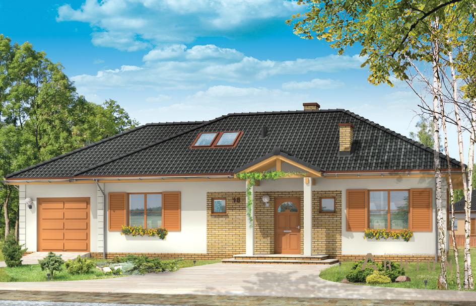 1. Проект одноэтажного дома в современном стиле с четырехскатной, mp-147, площадью - 162 кв c мансардой, терассой, гаражом