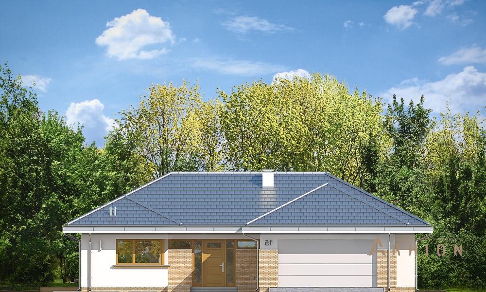 13. Проект одноэтажного дома в современном стиле с четырехскатной, mp-150, площадью - 230 кв c терассой, гаражом