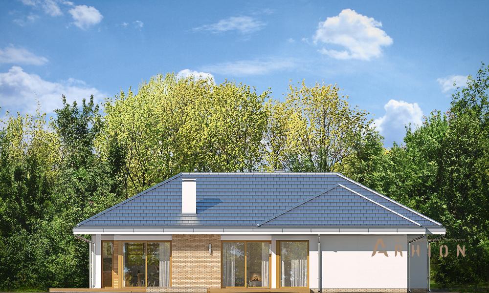 5. Проект одноэтажного дома в современном стиле с четырехскатной, mp-150, площадью - 230 кв c терассой, гаражом