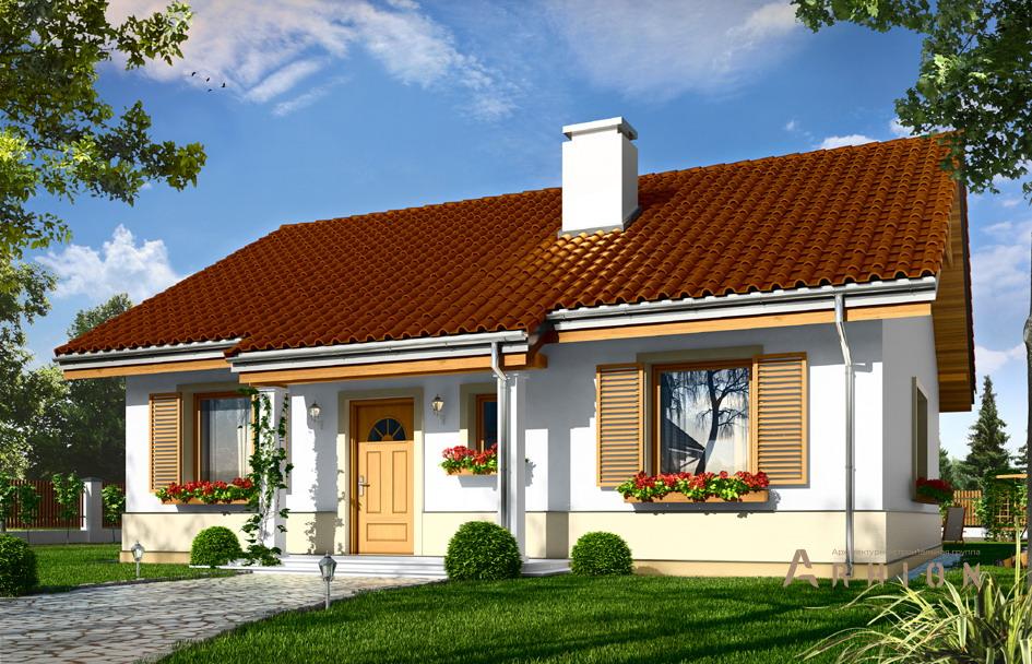 1. Проект одноэтажного дома в канадском стиле с двускатной кровлей, mp-151, площадью - 108 кв