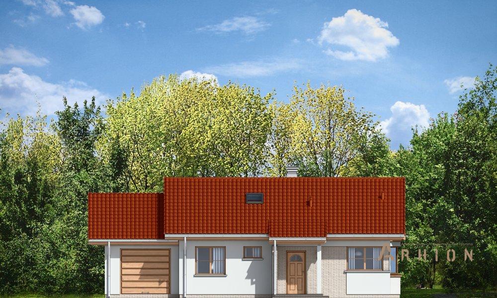 3. Проект одноэтажного дома в финском стиле с двускатной кровлей, mp-155, площадью - 108 кв c мансардой, терассой, гаражом, эркером