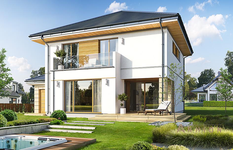 3. Проект двухэтажного дома в современном стиле с четырехскатной, mp-167, площадью - 224 кв c терассой, балконом, гаражом