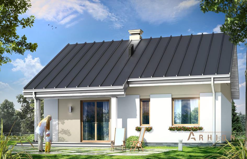 6. Проект одноэтажного дома в канадском стиле с двускатной кровлей, mp-171, площадью - 131 кв c мансардой, терассой