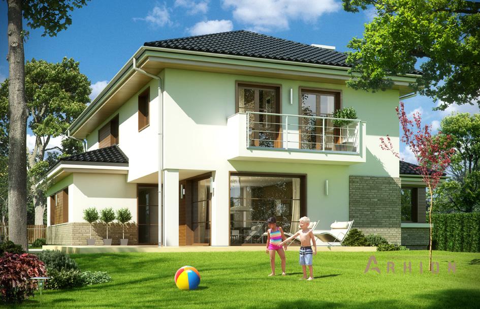 3. Проект двухэтажного дома в современном стиле с четырехскатной, mp-181, площадью - 320 кв c терассой, балконом, гаражом