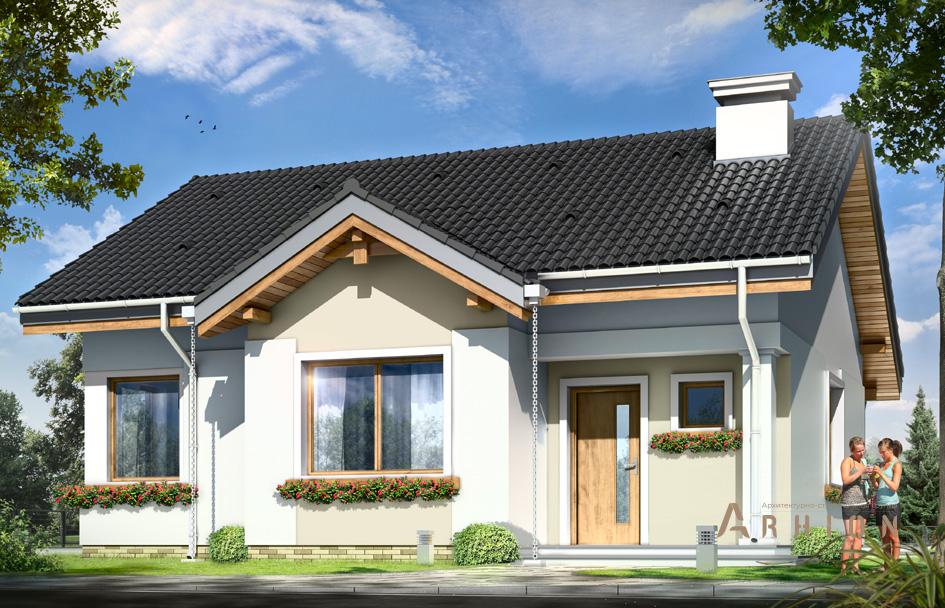 1. Проект одноэтажного дома в скандинавском стиле с двускатной кровлей, mp-186, площадью - 86 кв