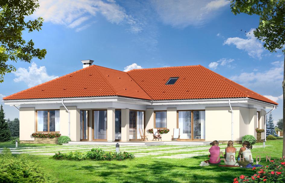 2. Проект одноэтажного дома в прованском стиле с многоскатной кровлей, mp-196, площадью - 260 кв c мансардой, терассой, гаражом, эркером, вторым светом