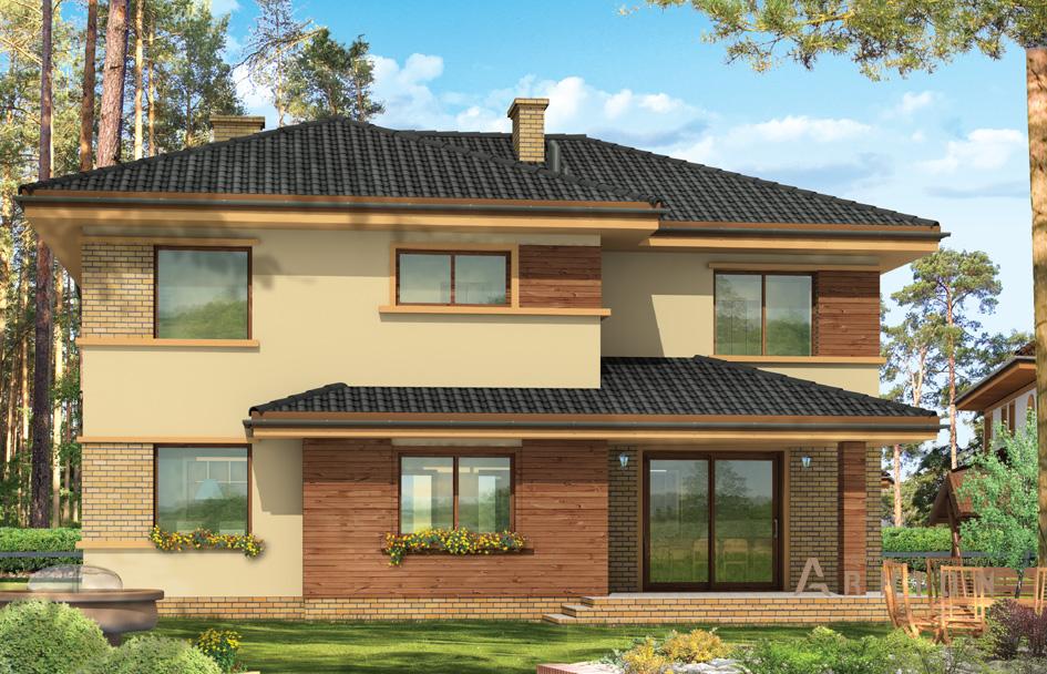 2. Проект двухэтажного дома в прованском стиле с многоскатной кровлей, mp-198, площадью - 324 кв c терассой, гаражом