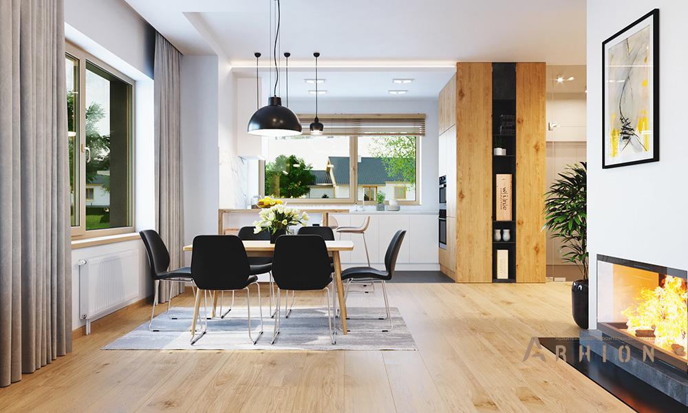 3. Проект одноэтажного дома в финском стиле с двускатной кровлей, mp-202, площадью - 172 кв c мансардой, терассой, балконом, гаражом