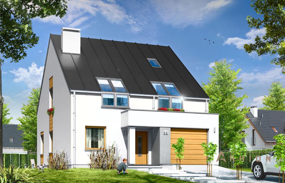 1. Проект одноэтажного дома в стиле барн с двускатной кровлей, mp-205, площадью - 206 кв c мансардой, терассой, гаражом