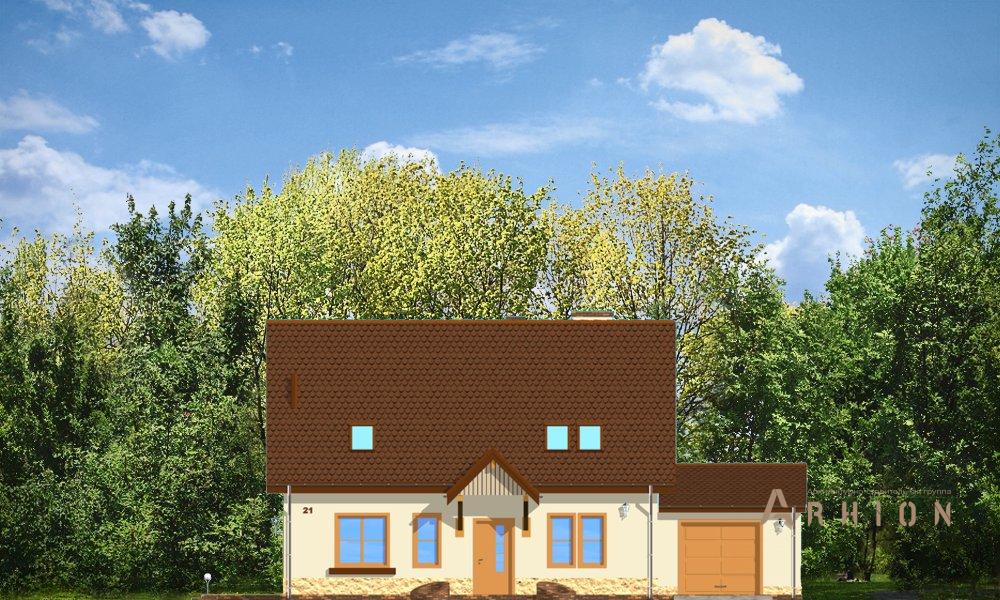 6. Проект одноэтажного дома в европейском стиле с двускатной кровлей, mp-208, площадью - 198 кв c мансардой, терассой, гаражом