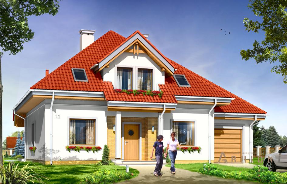 1. Проект одноэтажного дома в европейском стиле с многоскатной кровлей, mp-211, площадью - 235 кв c мансардой, терассой, балконом, гаражом