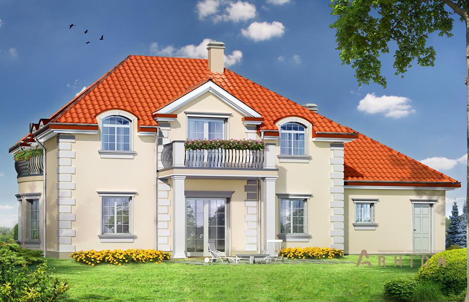 7. Проект одноэтажного дома в классическом стиле с многоскатной кровлей, mp-215, площадью - 314 кв c мансардой, терассой, балконом, гаражом, эркером, вторым светом