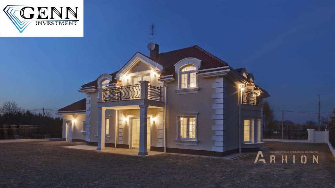 9. Проект одноэтажного дома в классическом стиле с многоскатной кровлей, mp-215, площадью - 314 кв c мансардой, терассой, балконом, гаражом, эркером, вторым светом