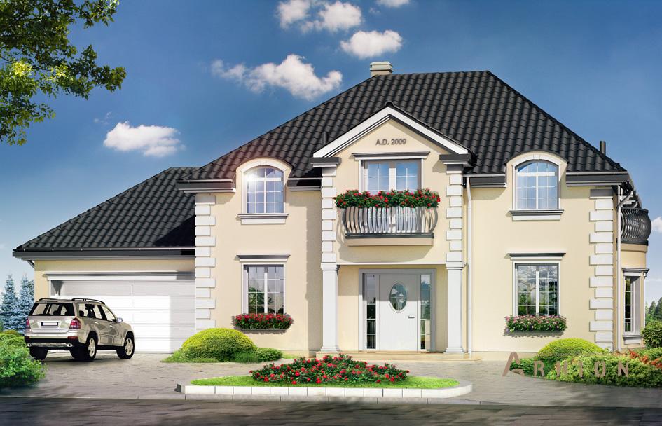 1. Проект одноэтажного дома в классическом стиле с многоскатной кровлей, mp-215, площадью - 314 кв c мансардой, терассой, балконом, гаражом, эркером, вторым светом