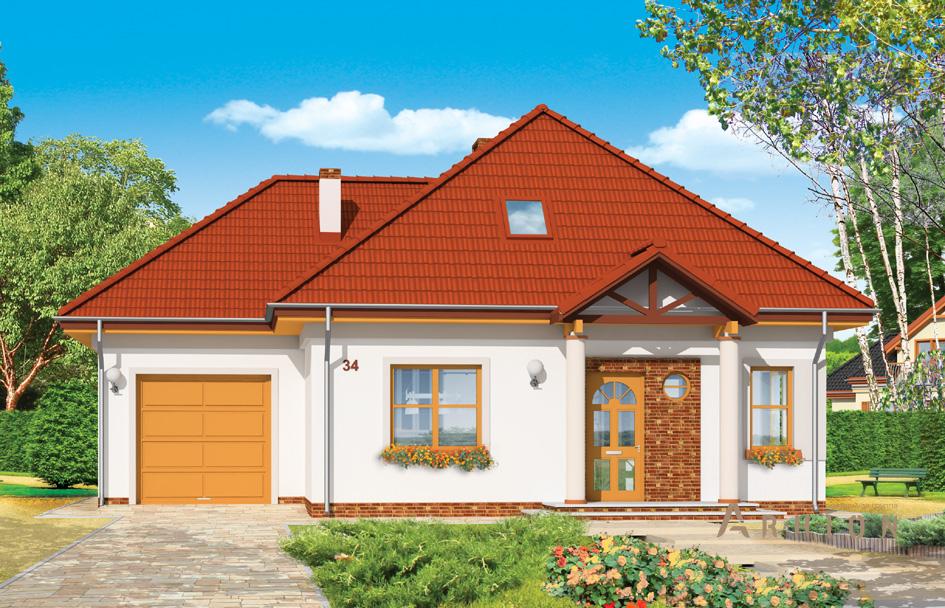 1. Проект одноэтажного дома в европейском стиле с многоскатной кровлей, mp-221, площадью - 184 кв c мансардой, терассой, гаражом