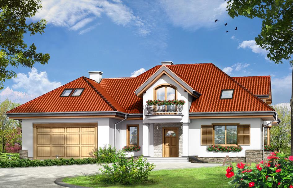 1. Проект одноэтажного дома в прованском стиле с многоскатной кровлей, mp-225, площадью - 315 кв c мансардой, терассой, балконом, гаражом, эркером