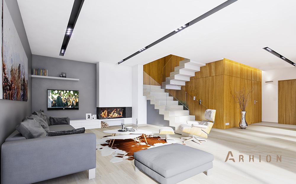 5. Проект двухэтажного дома в стиле Ллойда Райта (прерий) с четырехскатной, mp-235, площадью - 254 кв c терассой, балконом, гаражом