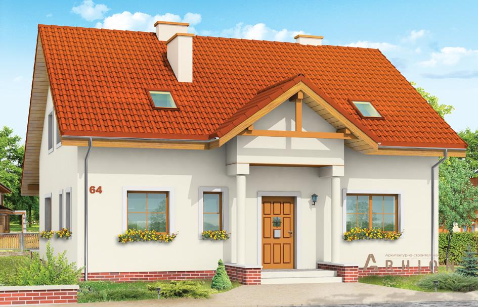 1. Проект одноэтажного дома в европейском стиле с двускатной кровлей, mp-237, площадью - 183 кв c мансардой, терассой