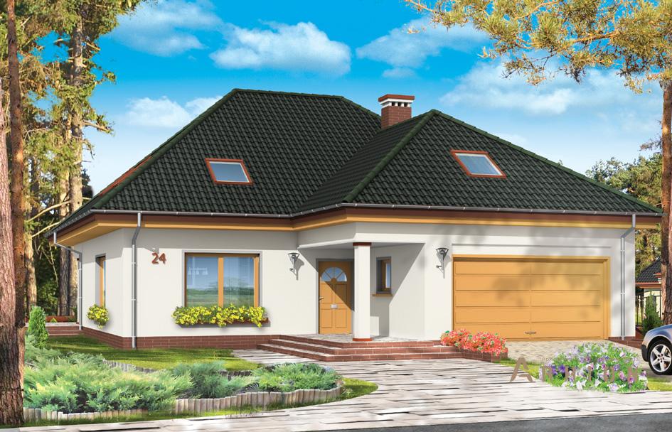 1. Проект одноэтажного дома в европейском стиле с многоскатной кровлей, mp-240, площадью - 282 кв c мансардой, терассой, гаражом