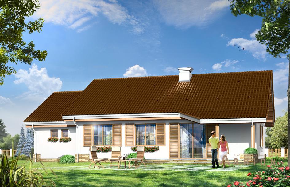 3. Проект одноэтажного дома в прованском стиле с двускатной кровлей, mp-245, площадью - 170 кв c мансардой, терассой, гаражом