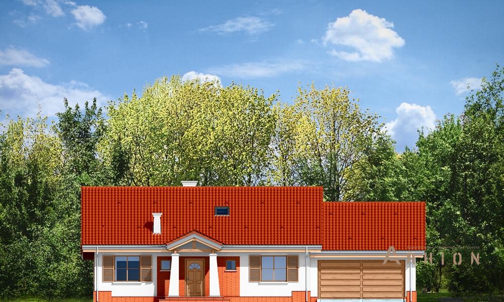 10. Проект одноэтажного дома в канадском стиле с двускатной кровлей, mp-246, площадью - 170 кв c мансардой, терассой, гаражом