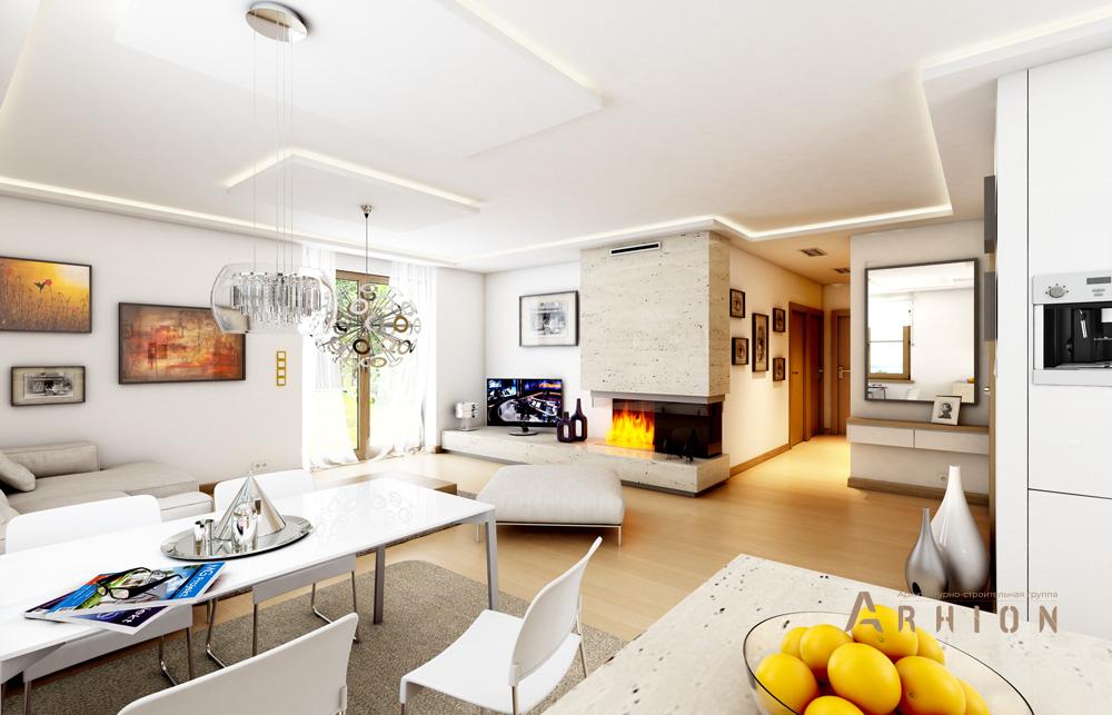 3. Проект одноэтажного дома в европейском стиле с четырехскатной, mp-249, площадью - 126 кв c терассой, гаражом