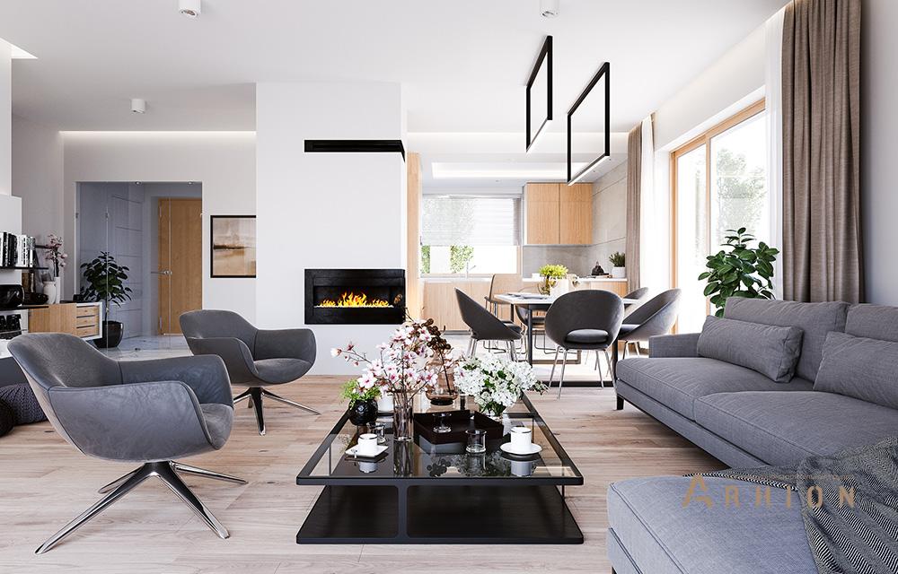 5. Проект одноэтажного дома в европейском стиле с двускатной кровлей, mp-256, площадью - 278 кв c терассой, гаражом