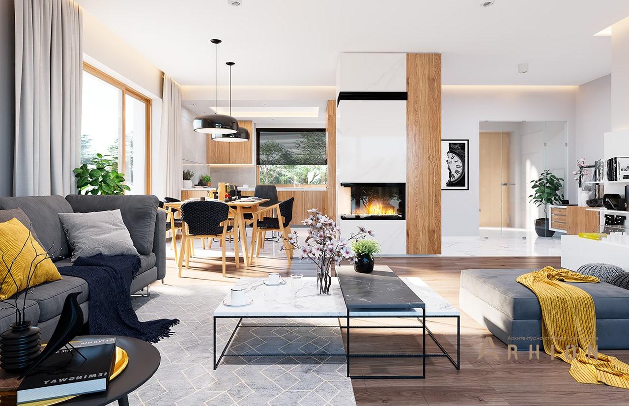 3. Проект одноэтажного дома в европейском стиле с двускатной кровлей, mp-256, площадью - 278 кв c терассой, гаражом