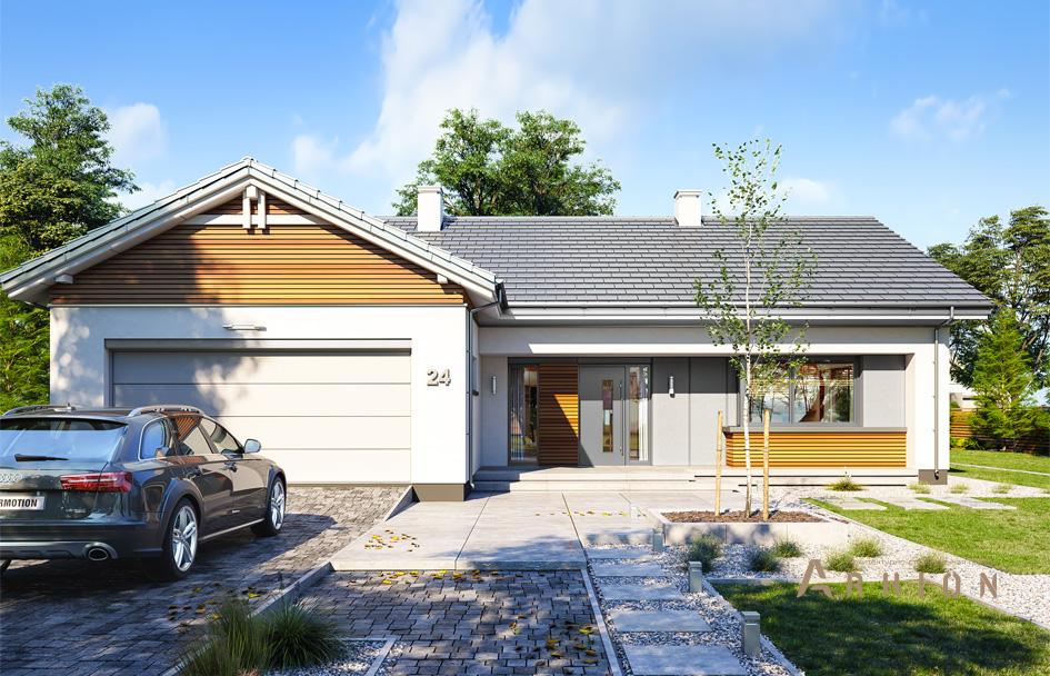 14. Проект одноэтажного дома в стиле хай-тек с плоской кровлей , mp-257, площадью - 247 кв c мансардой, терассой, гаражом