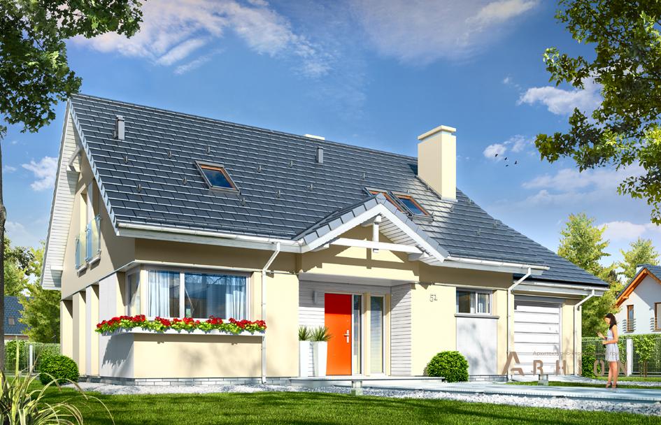 1. Проект одноэтажного дома в европейском стиле с двускатной кровлей, mp-267, площадью - 189 кв c мансардой, терассой, гаражом