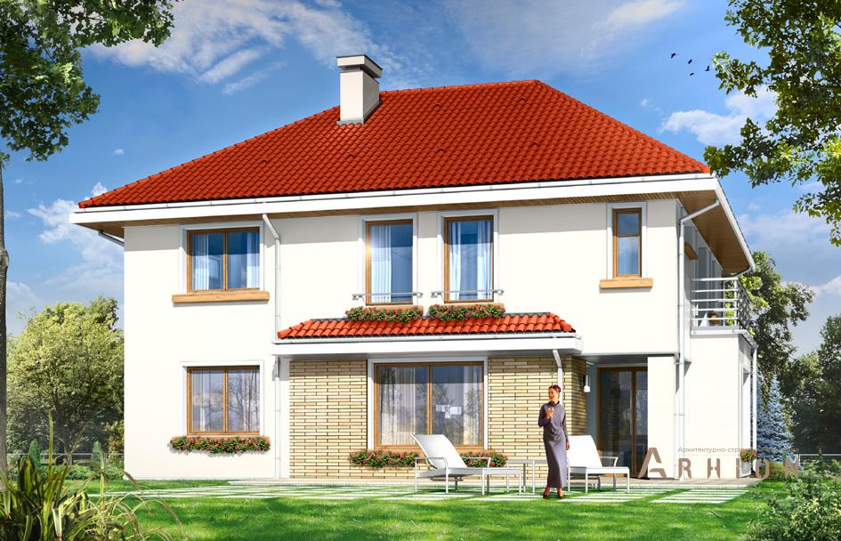 3. Проект двухэтажного дома в прованском стиле с четырехскатной, mp-269, площадью - 286 кв c терассой, балконом, гаражом, эркером