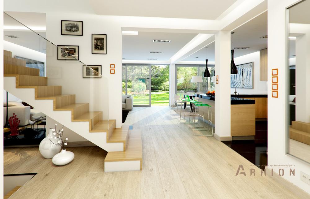 5. Проект одноэтажного дома в европейском стиле с двускатной кровлей, mp-273, площадью - 246 кв c мансардой, терассой, балконом, гаражом