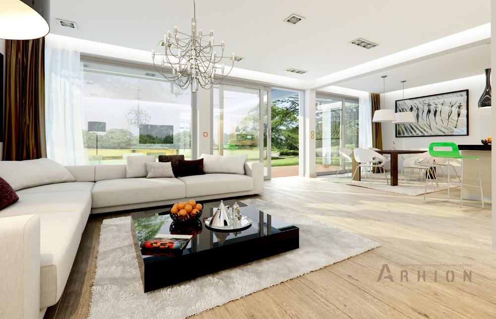 4. Проект одноэтажного дома в европейском стиле с двускатной кровлей, mp-273, площадью - 246 кв c мансардой, терассой, балконом, гаражом