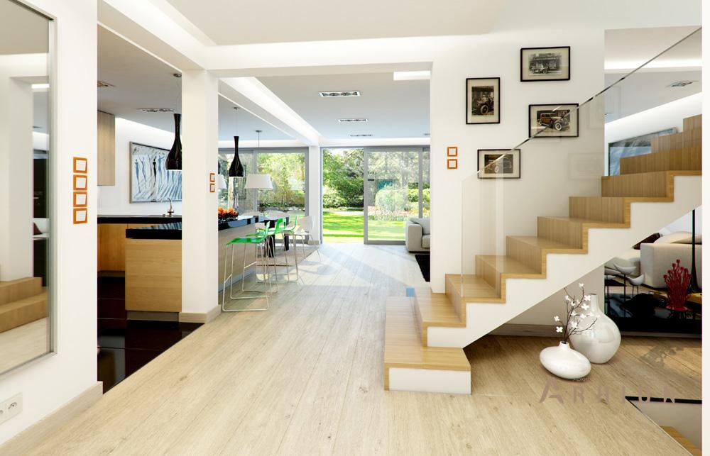 3. Проект одноэтажного дома в европейском стиле с двускатной кровлей, mp-275, площадью - 260 кв c мансардой, терассой, балконом, гаражом