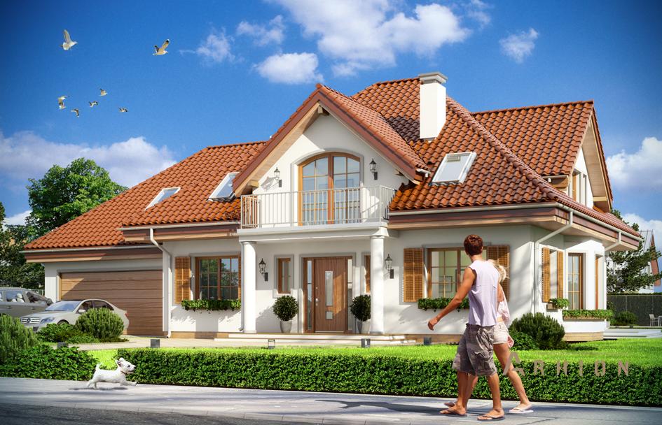 1. Проект одноэтажного дома в европейском стиле с многоскатной кровлей, mp-277, площадью - 280 кв c мансардой, терассой, балконом, гаражом, эркером