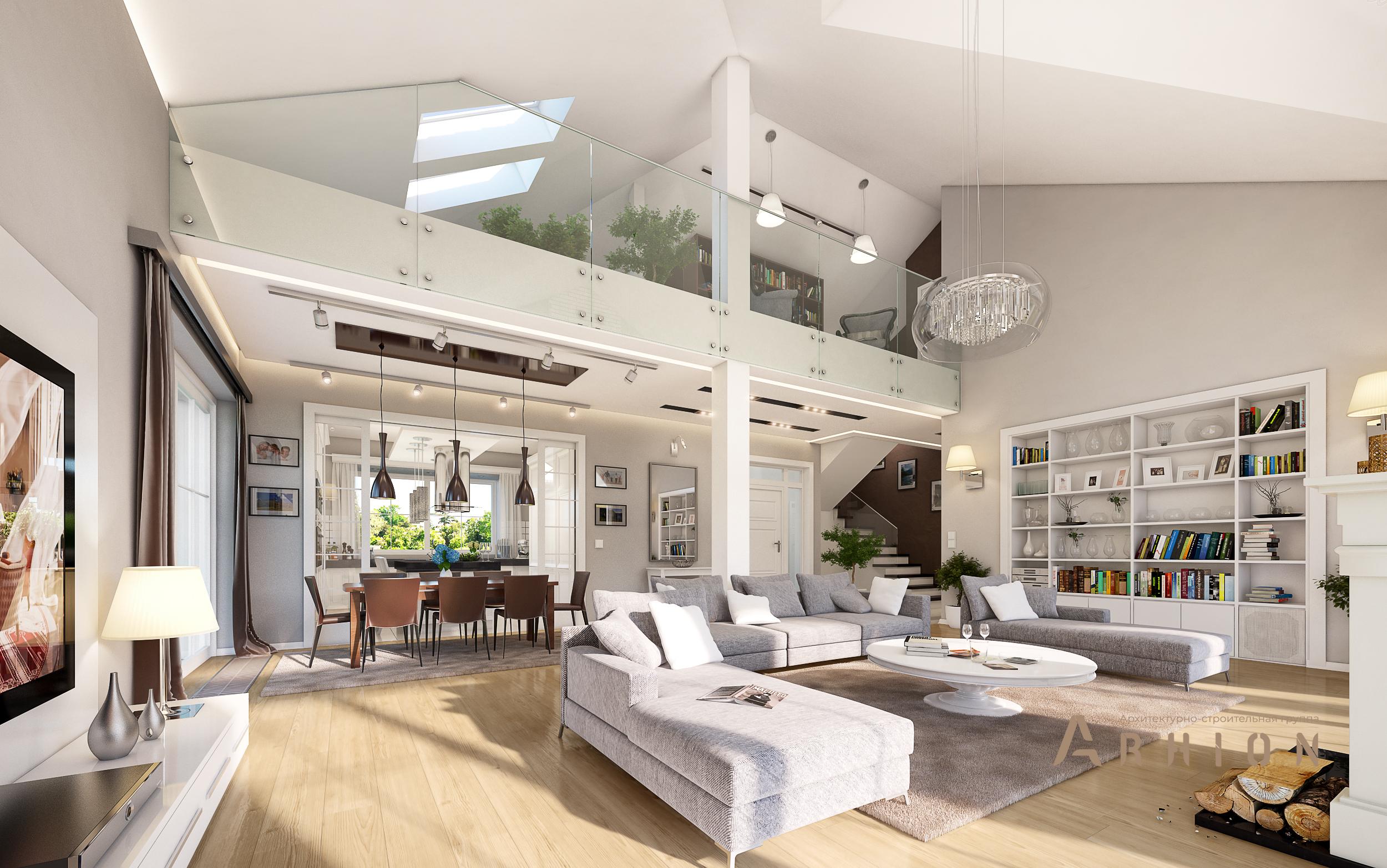 7. Проект одноэтажного дома в современном классическом стиле с четырехскатной, mp-280, площадью - 272 кв c мансардой, терассой, гаражом