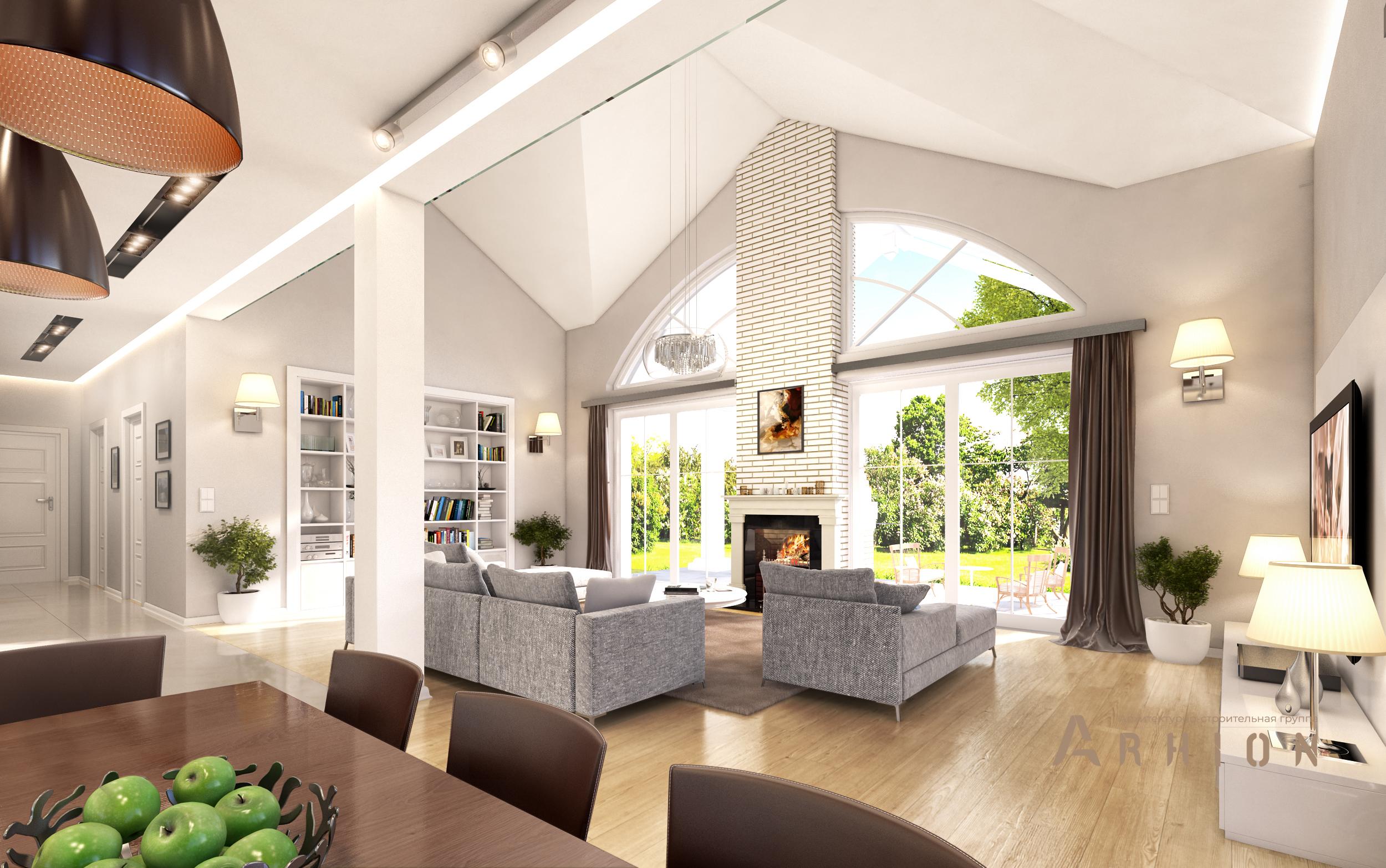 2. Проект одноэтажного дома в современном классическом стиле с четырехскатной, mp-280, площадью - 272 кв c мансардой, терассой, гаражом