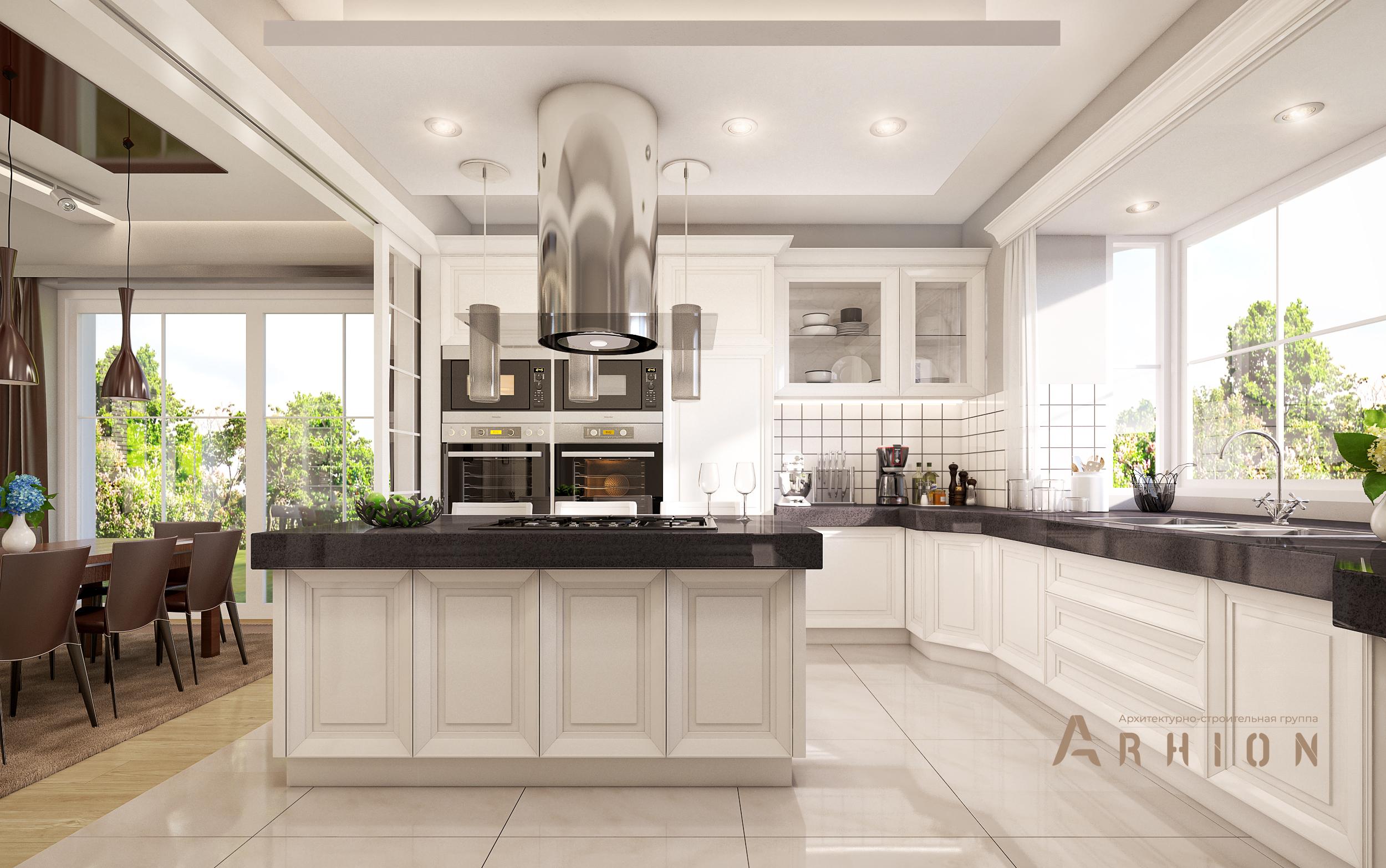 3. Проект одноэтажного дома в современном классическом стиле с четырехскатной, mp-280, площадью - 272 кв c мансардой, терассой, гаражом