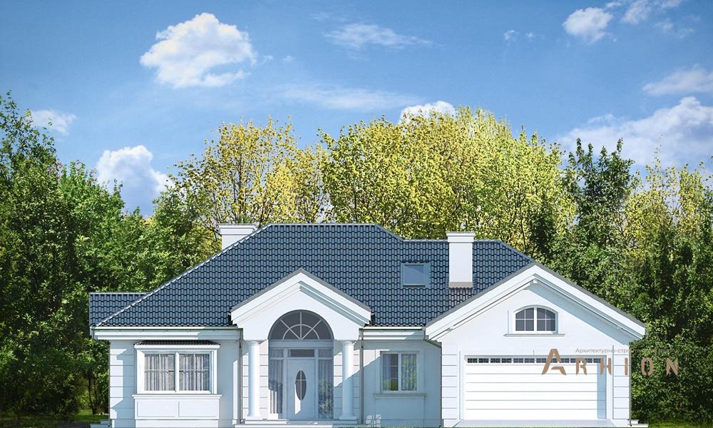 11. Проект одноэтажного дома в классическом стиле с четырехскатной, mp-285, площадью - 260 кв c мансардой, терассой, гаражом, вторым светом