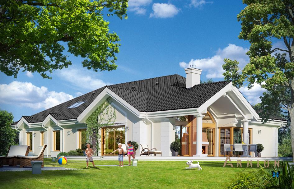 4. Проект одноэтажного дома в классическом стиле с многоскатной кровлей, mp-287, площадью - 367 кв c мансардой, терассой, гаражом, вторым светом