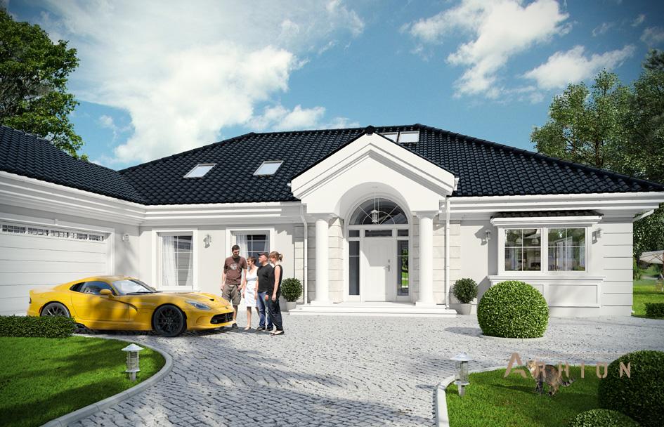 6. Проект одноэтажного дома в классическом стиле с многоскатной кровлей, mp-288, площадью - 472 кв c цокольным этажом, мансардой, гаражом, вторым светом