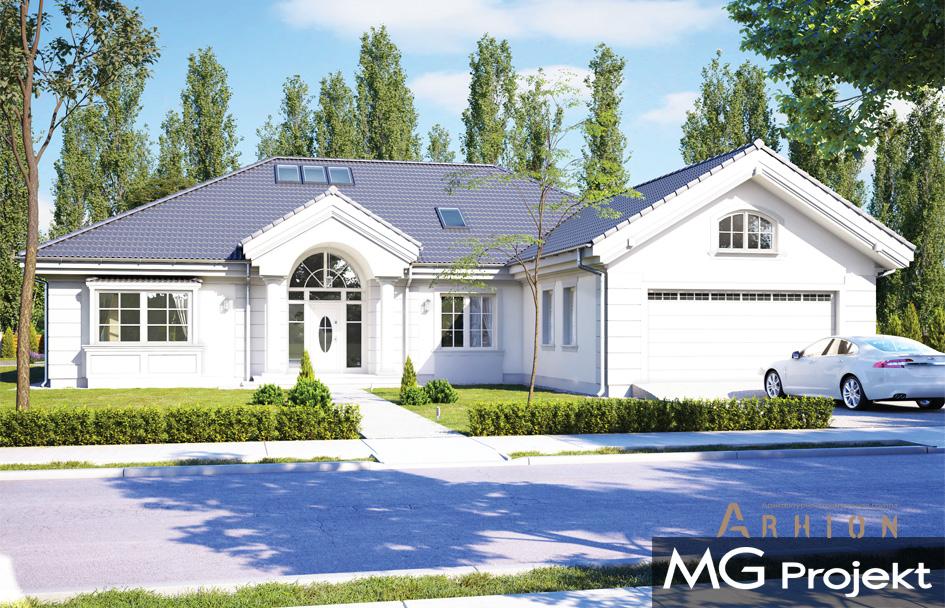 3. Проект одноэтажного дома в классическом стиле с четырехскатной, mp-289, площадью - 376 кв c мансардой, терассой, гаражом