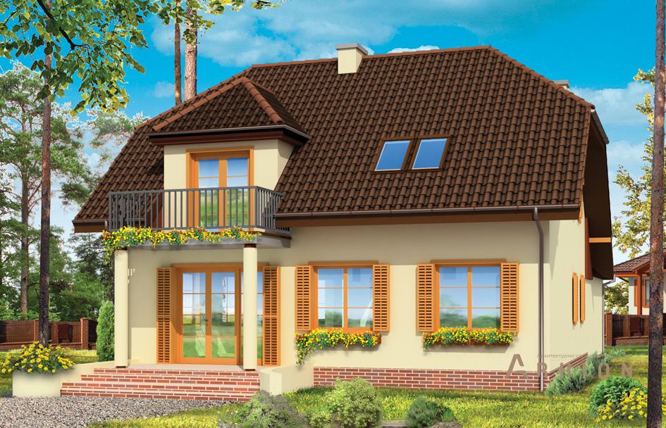 2. Проект одноэтажного дома в европейском стиле с двускатной кровлей, mp-296, площадью - 185 кв c мансардой, терассой, балконом, гаражом