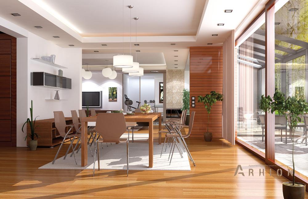 3. Проект одноэтажного дома в стиле Ллойда Райта (прерий) с многоскатной кровлей, mp-302, площадью - 581 кв c мансардой, терассой, гаражом, вторым светом