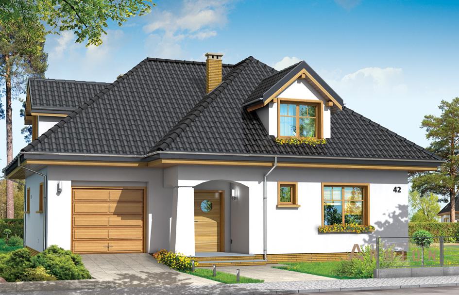 1. Проект одноэтажного дома в прованском стиле с многоскатной кровлей, mp-305, площадью - 235 кв c мансардой, терассой, балконом, гаражом, эркером