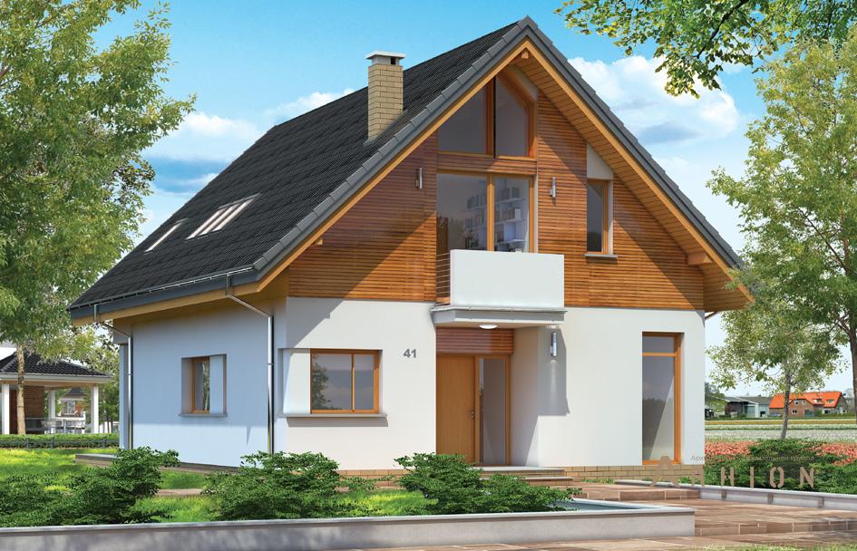 1. Проект одноэтажного дома в европейском стиле с двускатной кровлей, mp-308, площадью - 177 кв c мансардой, терассой, балконом