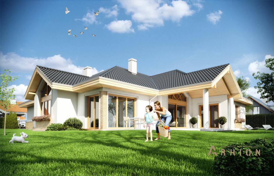 2. Проект одноэтажного дома в европейском стиле с многоскатной кровлей, mp-315, площадью - 299 кв c мансардой, терассой, гаражом, эркером, вторым светом