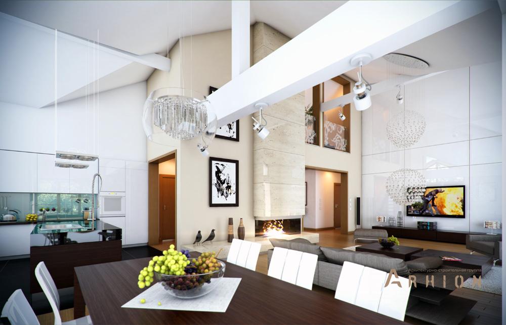 6. Проект одноэтажного дома в европейском стиле с многоскатной кровлей, mp-315, площадью - 299 кв c мансардой, терассой, гаражом, эркером, вторым светом